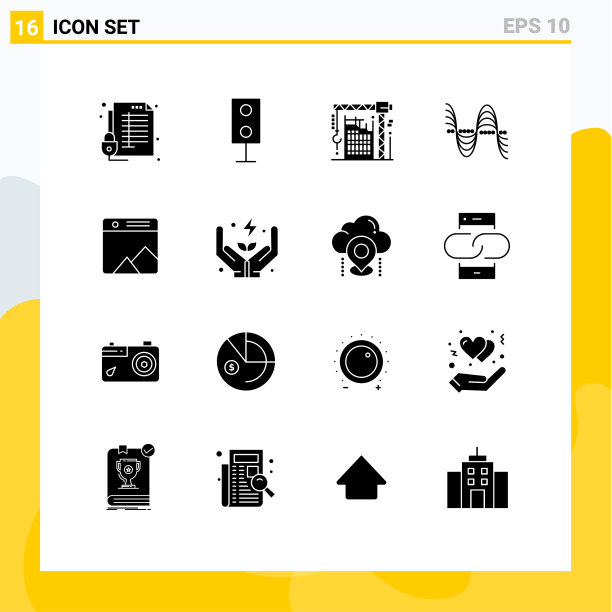 象形文字设置16个简单的固体字形音高图片下载