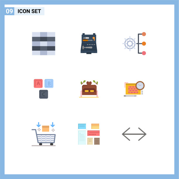 用户界面包9个基本平色床图片下载