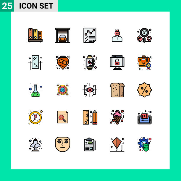 用户界面包25基本填充线平图片下载