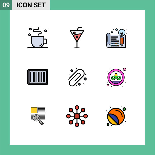 设置9个现代UI图标符号标志的背部图片下载