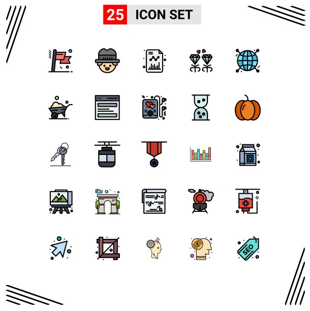 25个通用填充线平色标志符号图片下载