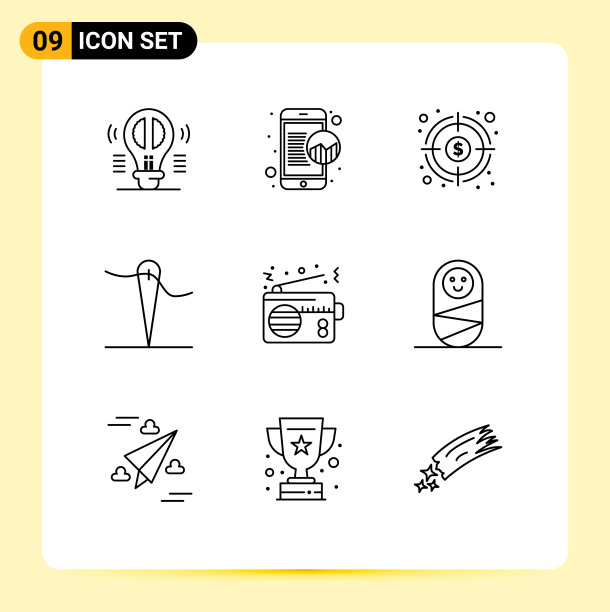 移动界面大纲集9个象形图图片下载