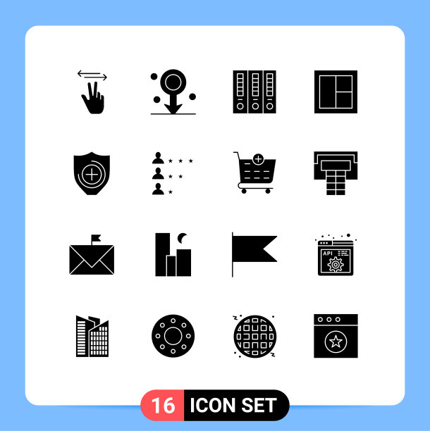 16固体字形概念的网站移动和图片下载