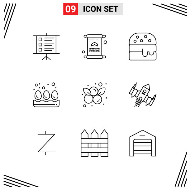 可编辑的线包9个简单的轮廓图片下载