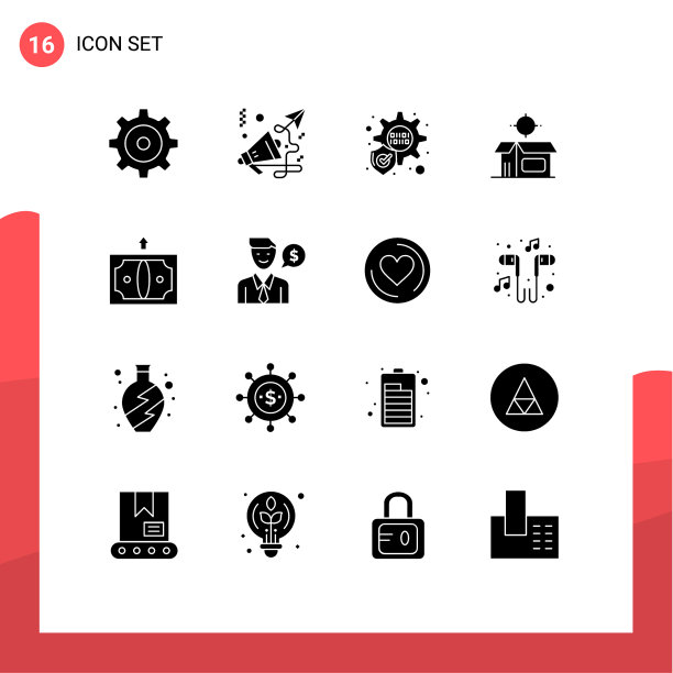 将16个实字形、符号和符号分组图片下载