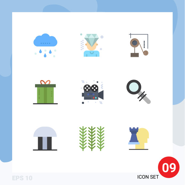 象形文字设置9个简单的单色电影图片下载