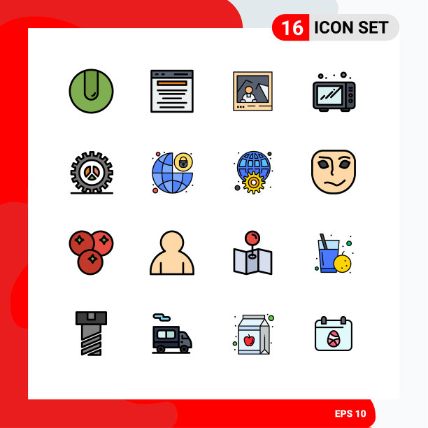 象形图设置16个简单的平色填充图片下载