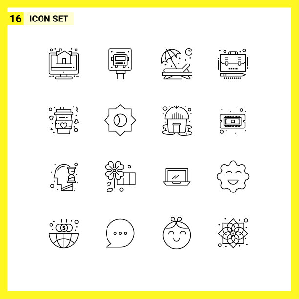 16个创意图标的现代标志和符号图片下载