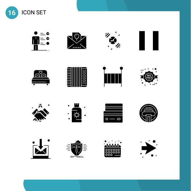 为音频设置16个商业固体字形包图片下载