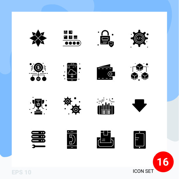 通用图标符号组16个现代立体图片下载