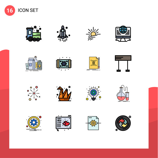 设置16个现代UI图标符号标志图片下载