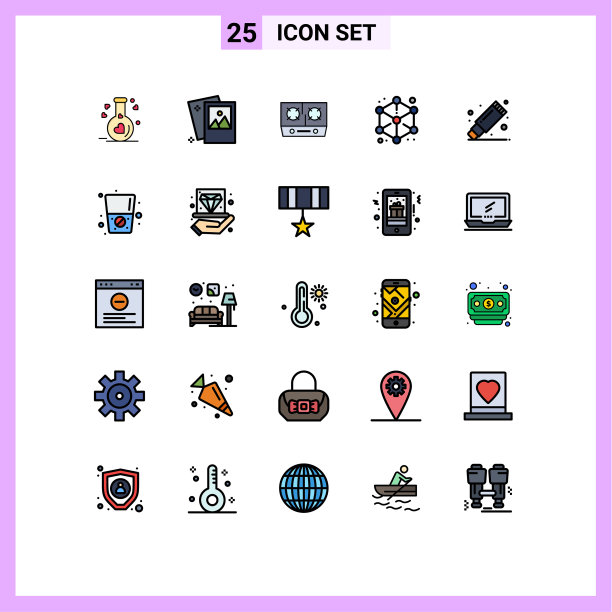 在网格上设置25个填充线平面颜色图片下载