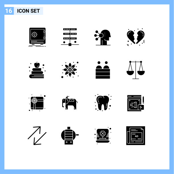 16组现代固体象形文字为书籍之爱图片下载