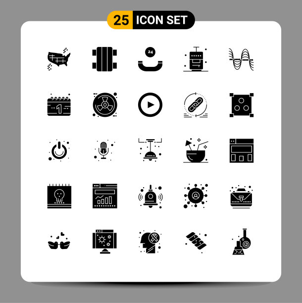 分组25个固体符号符号和符号图片下载