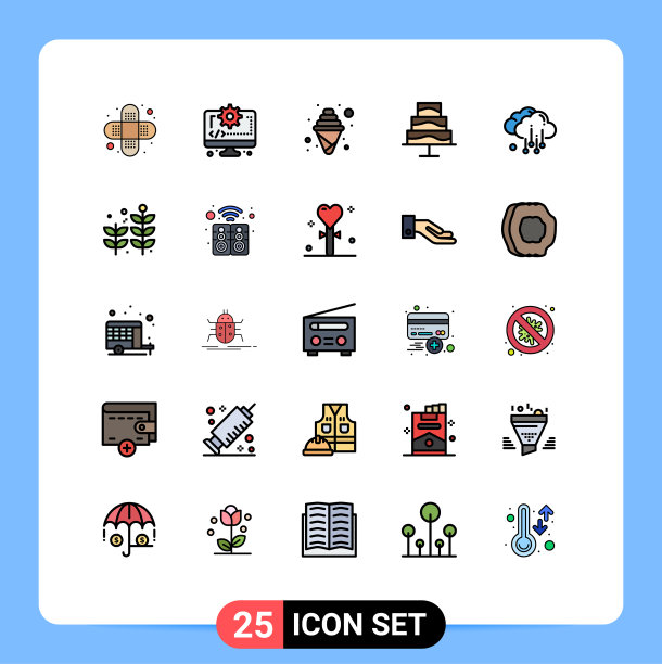 象形文字设置25条简单填充线平图片下载