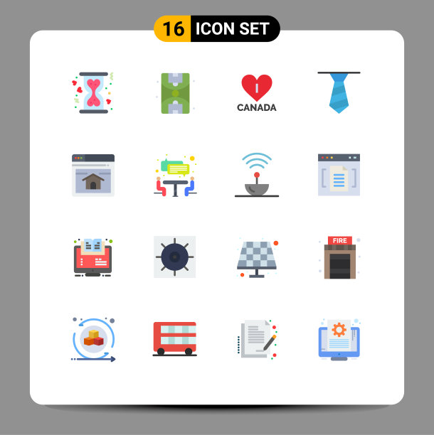 移动界面平面颜色设置16个象形图图片下载