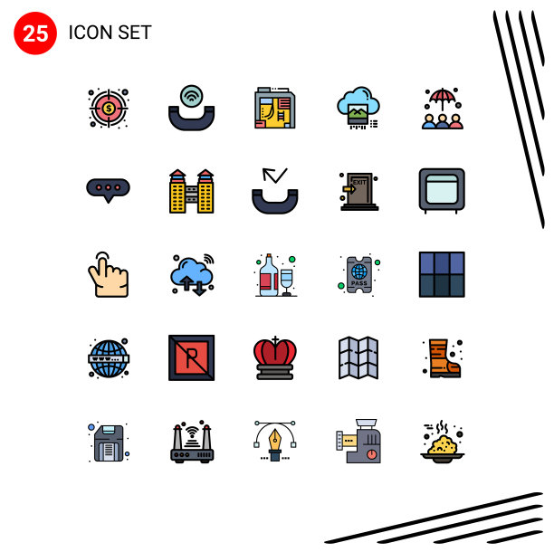 用户界面包25基本填充线平图片下载