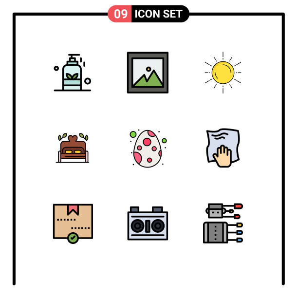 包装9个现代填充线和平色标志图片下载