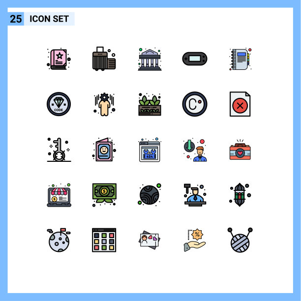 25主题填充线平面颜色和可编辑图片下载