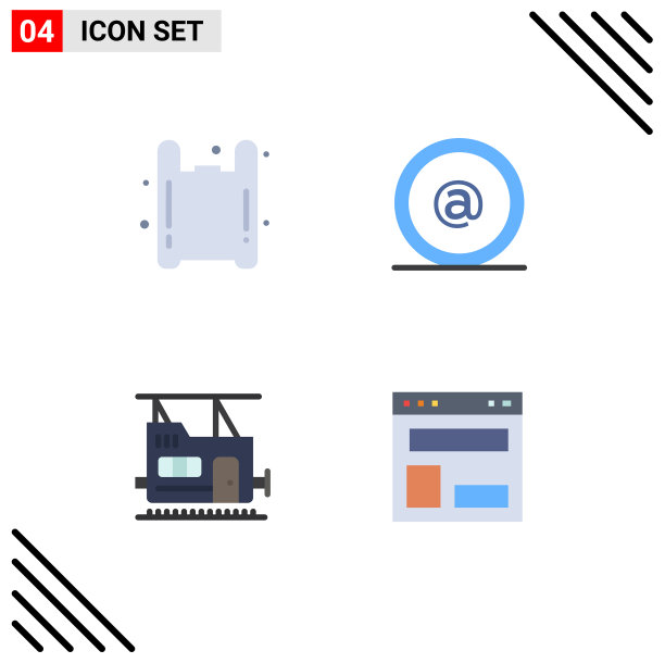 4组平面图标标志和符号的袋子图片下载