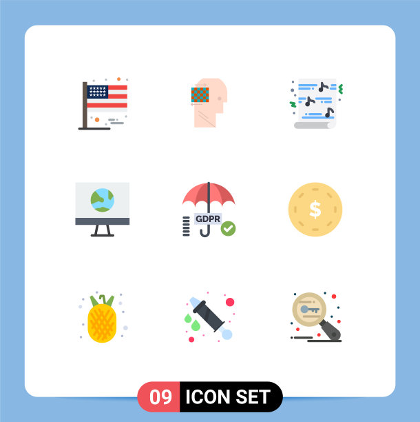 可编辑线包9个简单的平面颜色图片下载