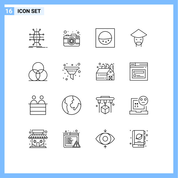 设置16个现代的UI图标符号轮子图片下载