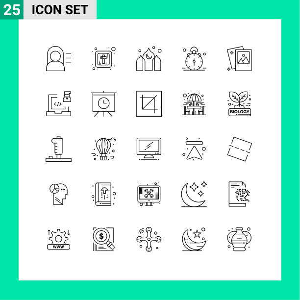 25个创意图标的现代符号和符号图片下载