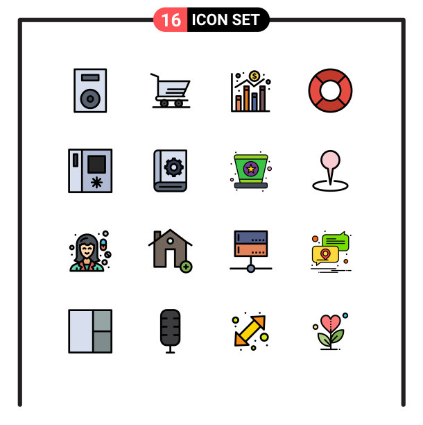 16主题平色填充线条和可编辑图片下载