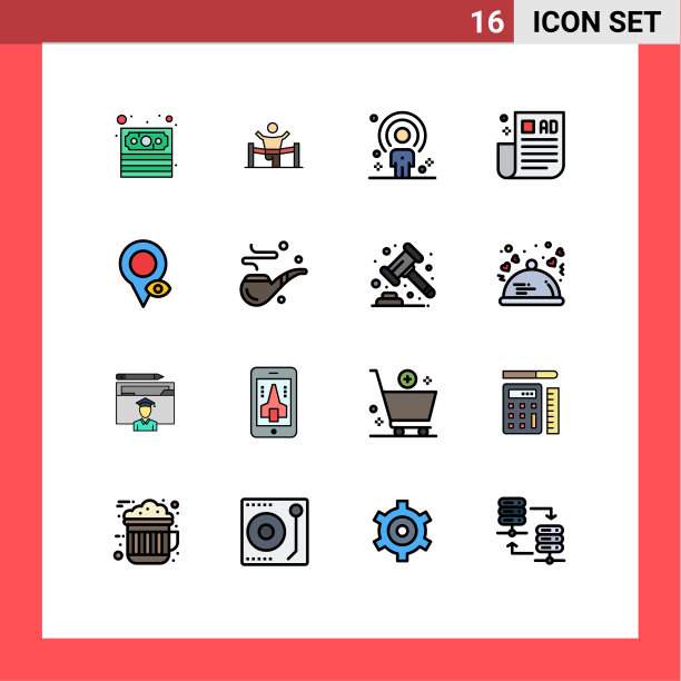 16主题平色填充线条和可编辑图片下载