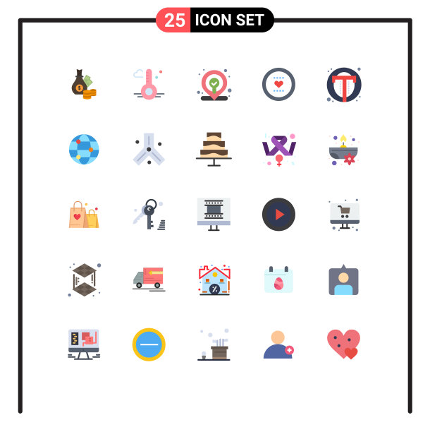 设置25个现代UI图标符号标志图片下载