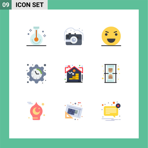 现代set 9 flat colors象形文字时间图片下载