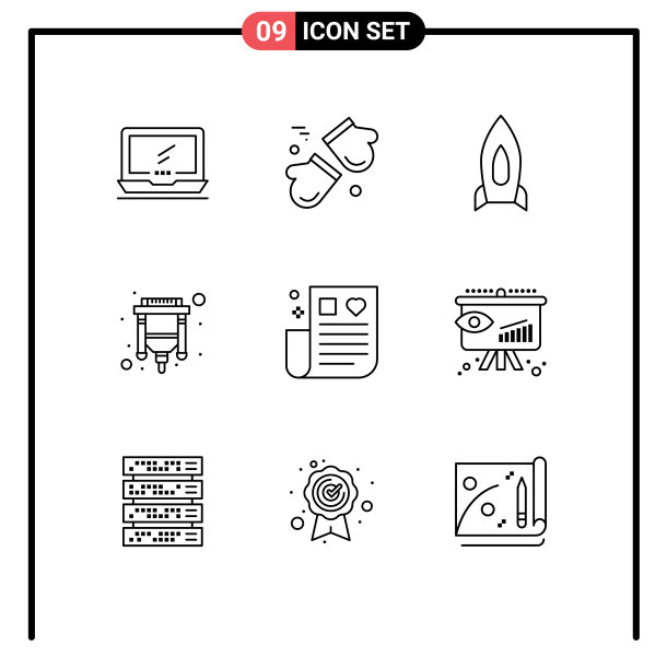 移动界面大纲集9个象形图图片下载