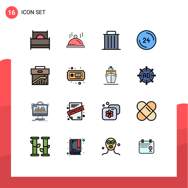 现代设置16平色填充线条和图片下载