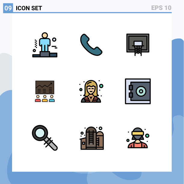 组9现代填充线平面颜色集图片下载