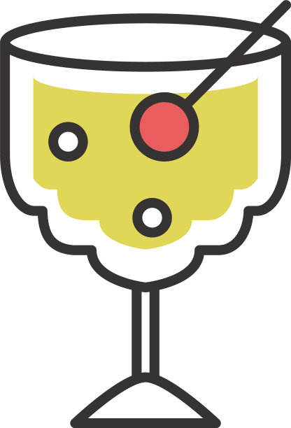 鸡尾酒图标玻璃与樱桃饮料烈酒图片下载