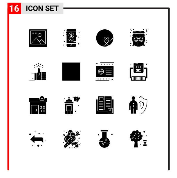 16个适用于网络和移动的通用实体符号图片下载