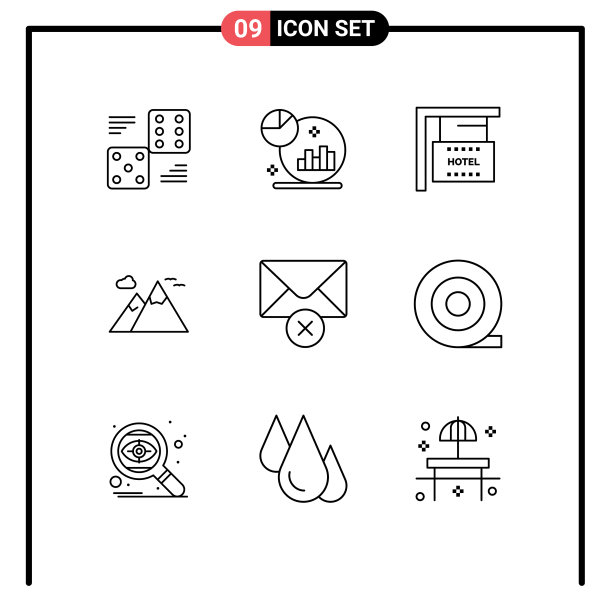 在网格上设置9个轮廓以删除风景图片下载