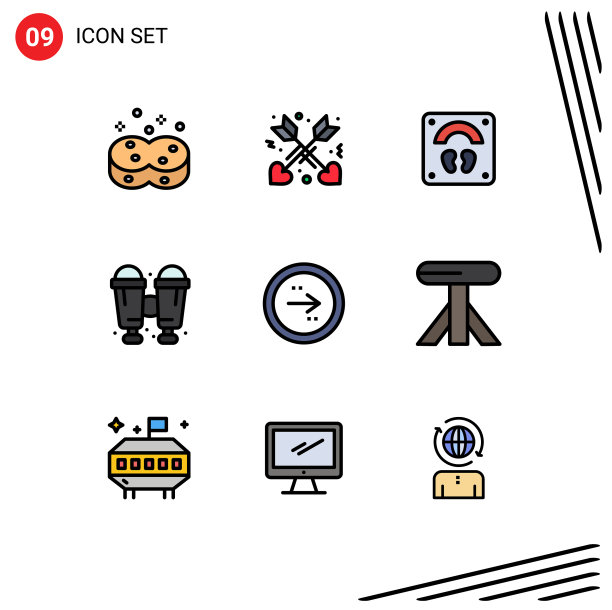 可编辑的线包9简单填充线平图片下载