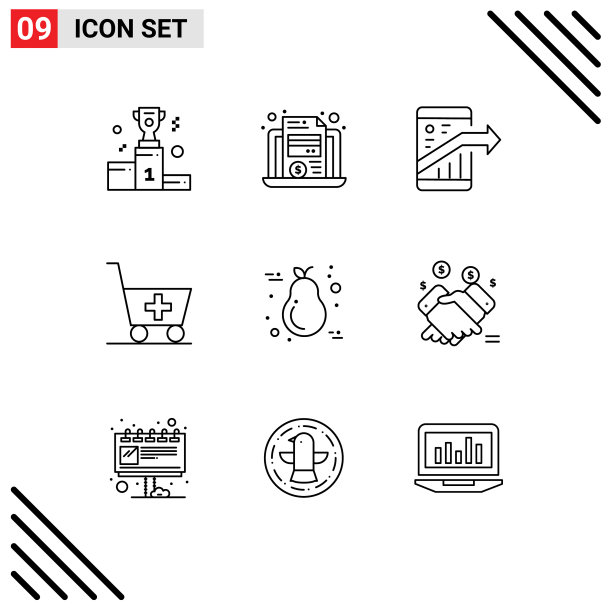 为水果医疗卡设置9个网格轮廓图片下载