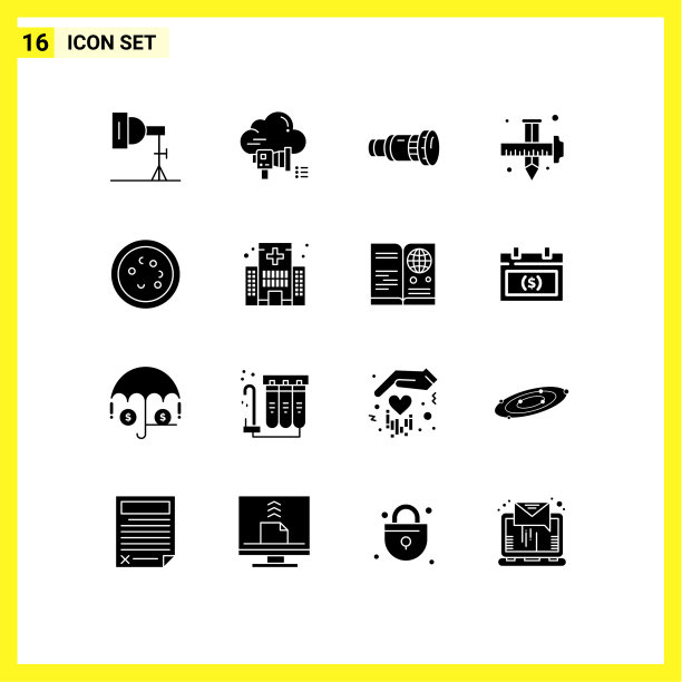 通用图标符号组16个现代立体图片下载