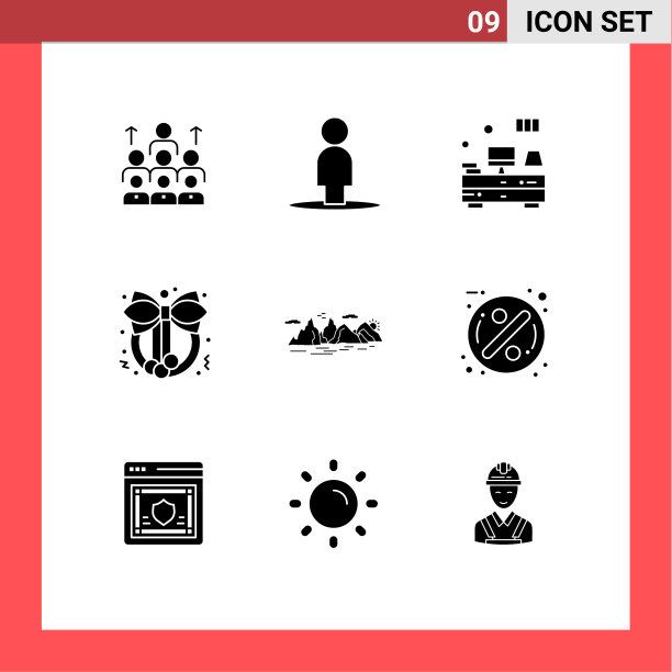 第九组现代实心符号设置为花环图片下载