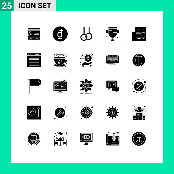 象形文字设置25个简单实心象形文字奖章图片下载