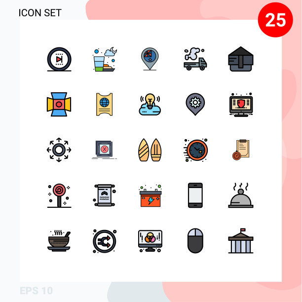 为卷筒纸设置25种通用填充线平面颜色图片下载