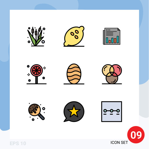 包装9个现代填充线和平色标志图片下载