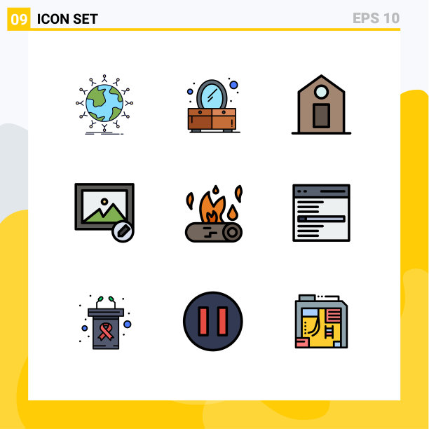 象形图设置9个简单的填充线平色图片下载