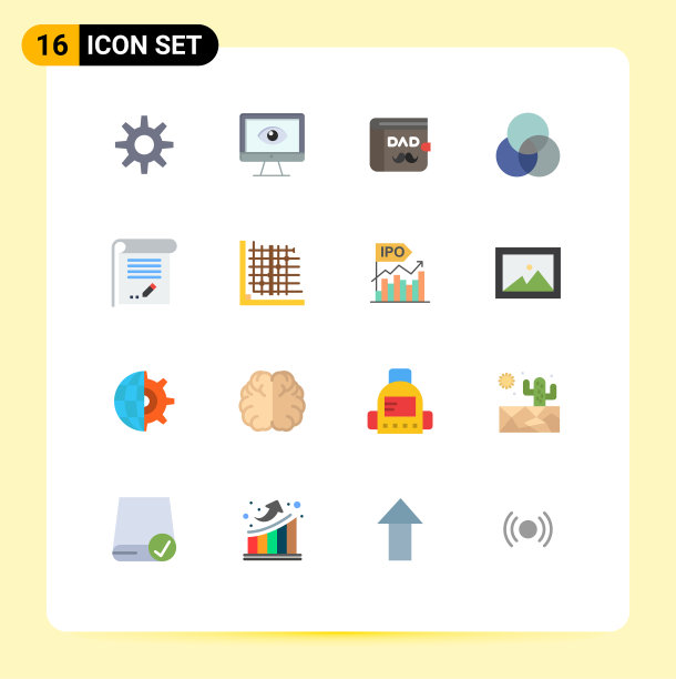 16个主题平色和可编辑的符号图片下载