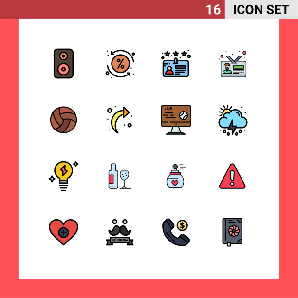 16主题平色填充线条和可编辑图片下载