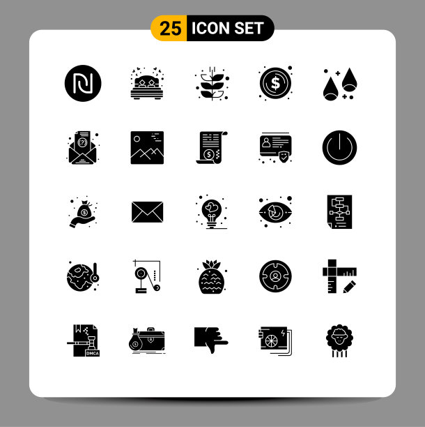 设置25个商业固体象形文字秋季包图片下载