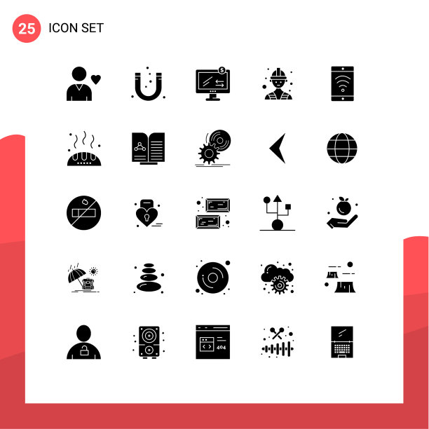为网络和移动设置的25个通用实体符号图片下载
