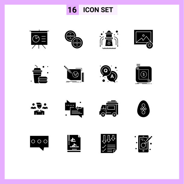 可编辑的线包16个简单的固体字形图片下载